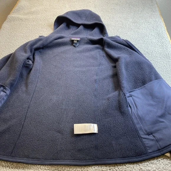 Patagonia Better Sweater Hoody Fleece Jacket womens Large Navy Blue Full Zip - Picture 6 of 12